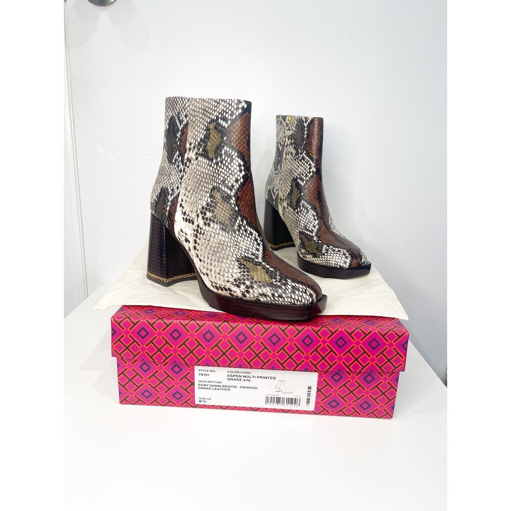 Tory Burch Ruby Python Snake Animal Embossed Retr… - image 1